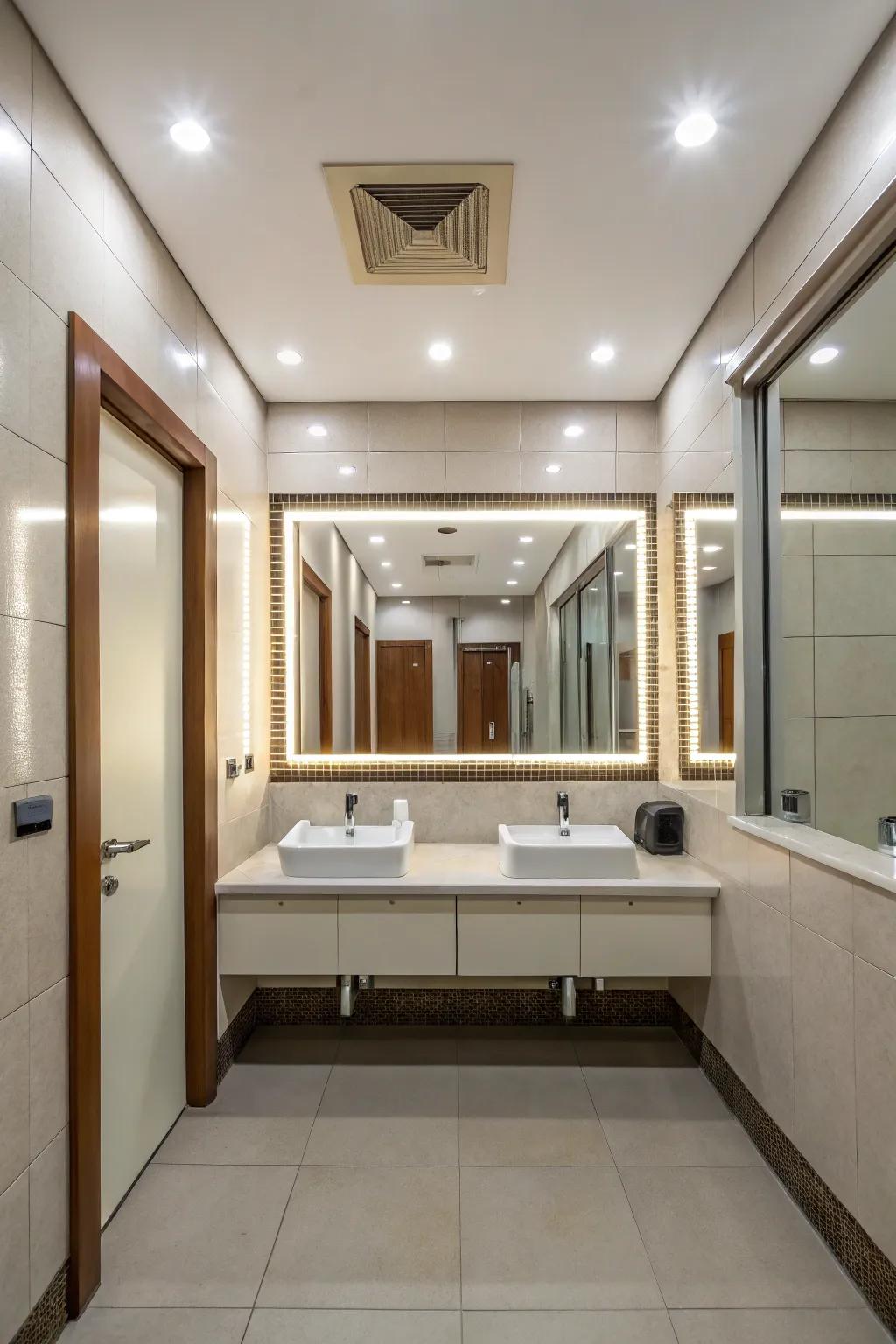 Mirrors are placed smartly to make the space and light better.