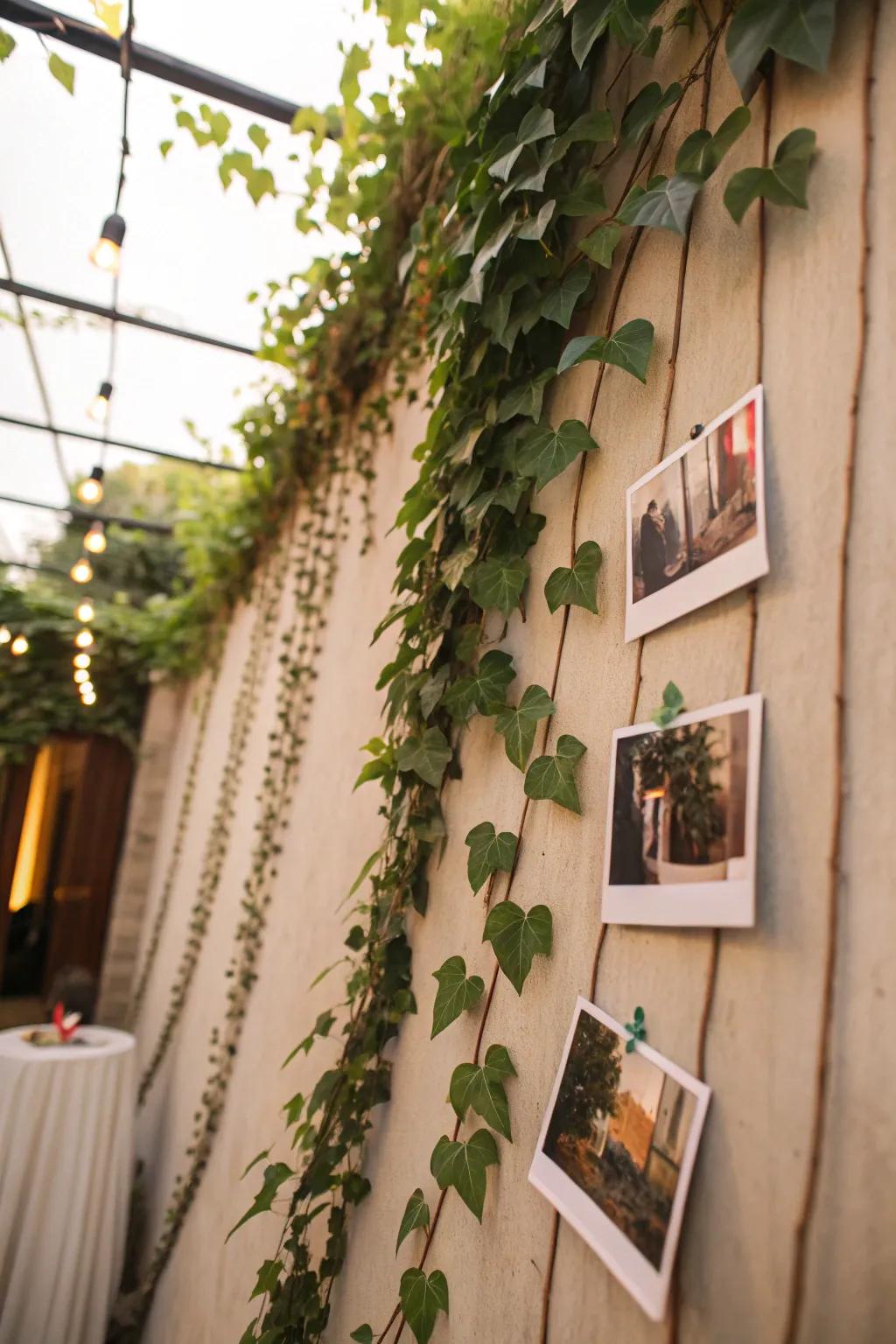 Create a personal touch with vines and Polaroid memories.