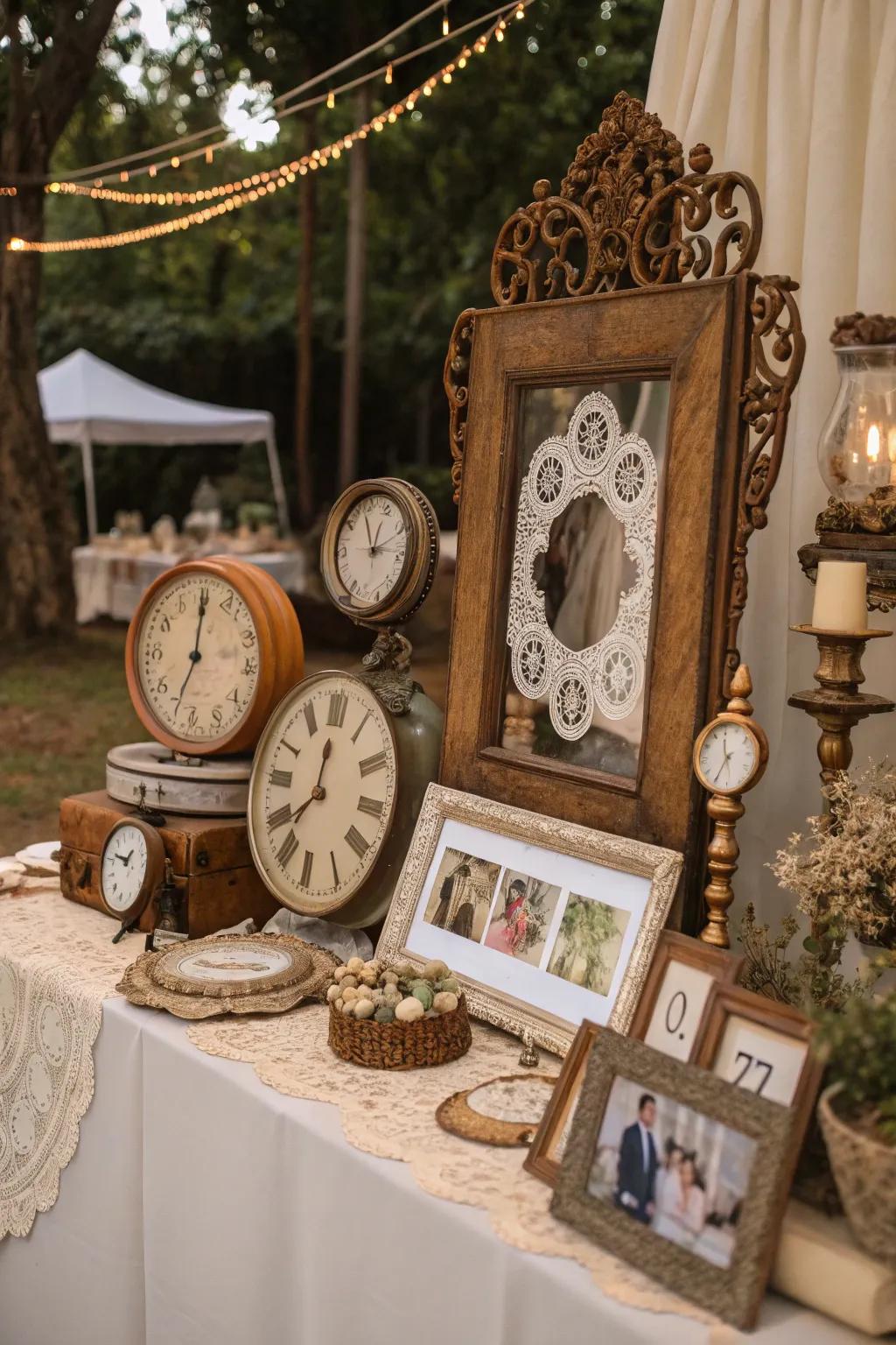 Vintage props add authenticity and charm to the party setting.