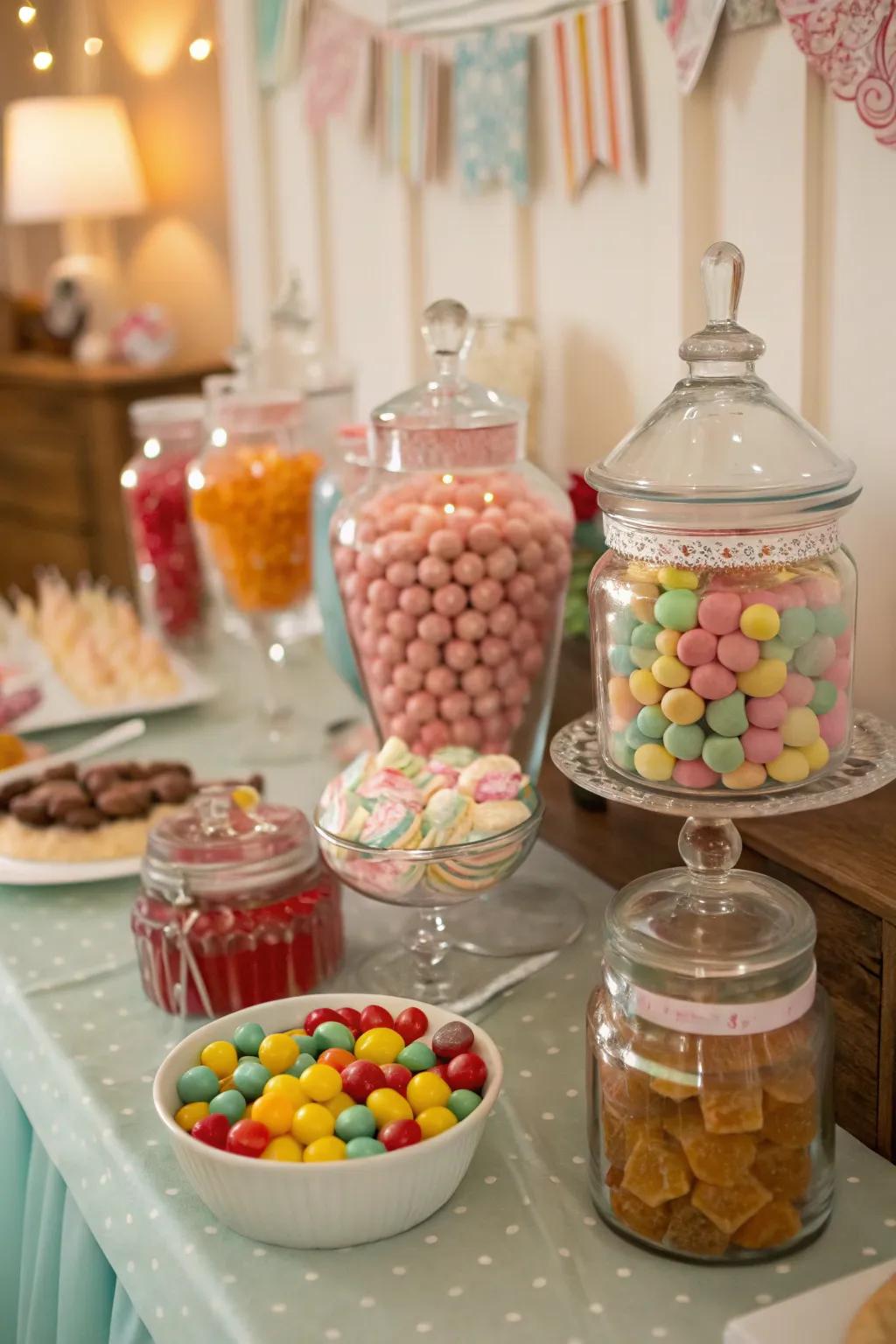 A delightful decade inspired candy selection that sparks nostalgia.