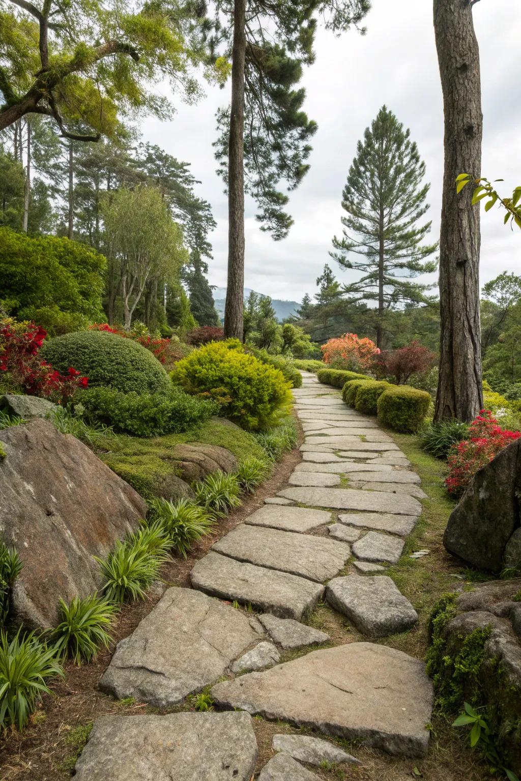 Natural stone paths offer organic appeal and timeless beauty.