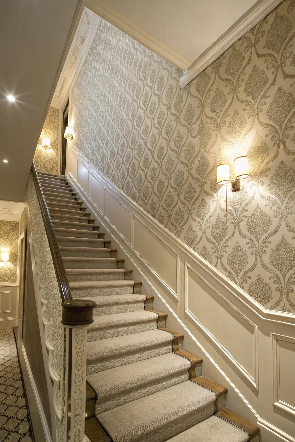 Wall coverings are a simple way to customize your staircase wall.