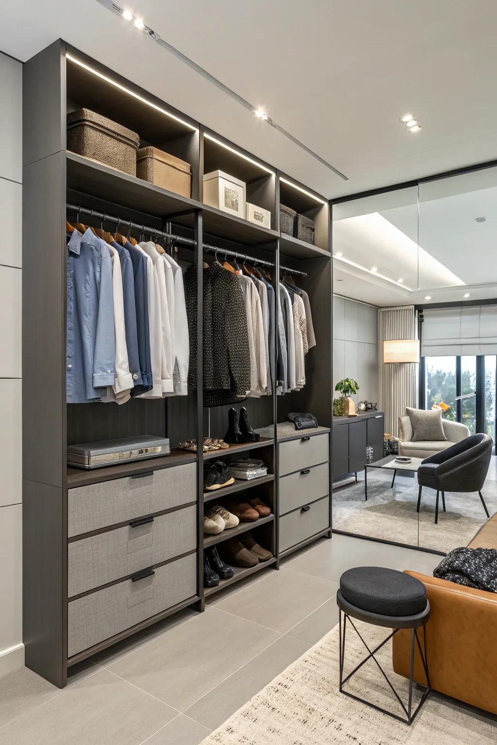For custom storage options, utilize modular units in wall closets.