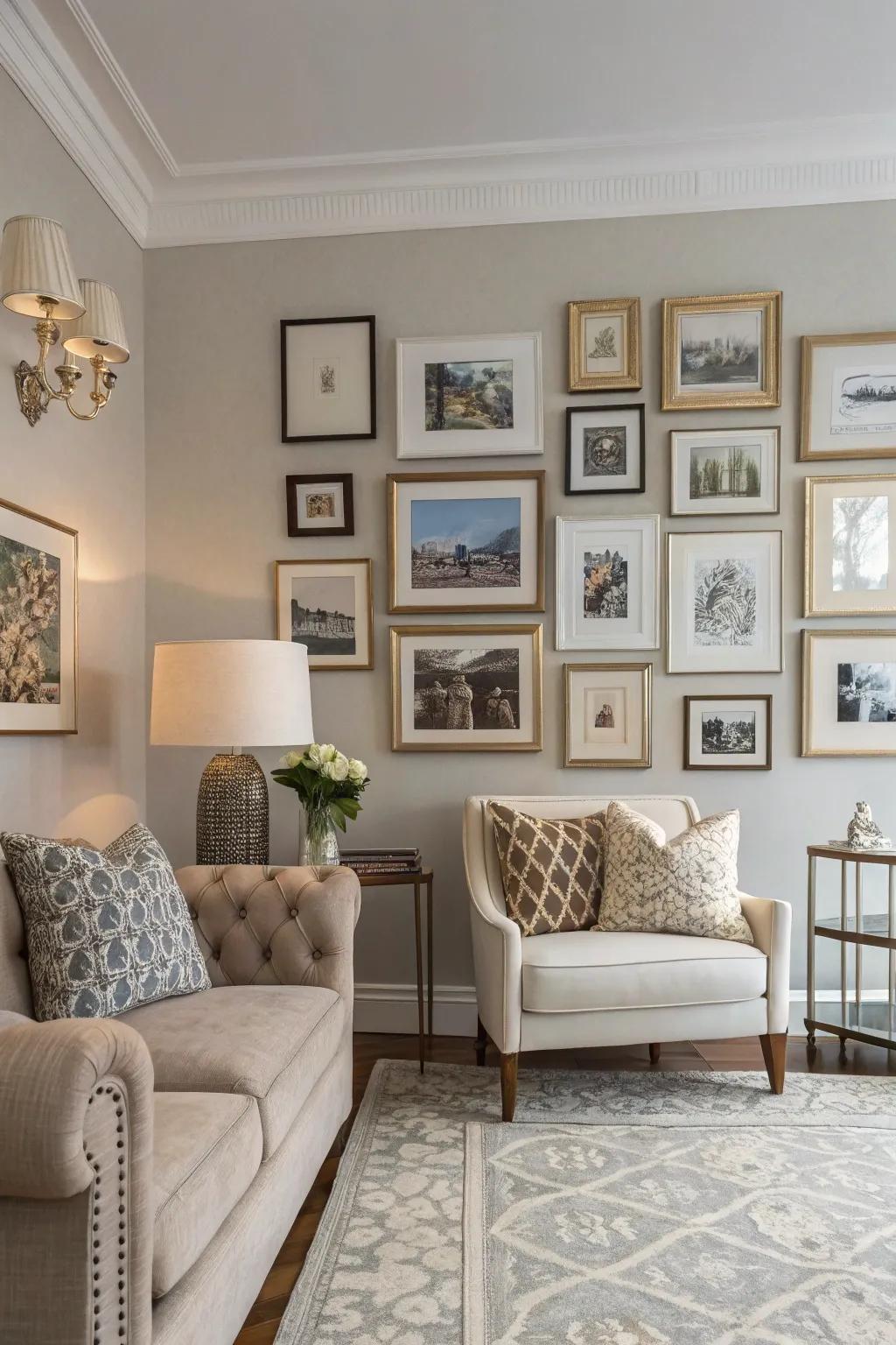 Spectrum-organized image holders amplify room visuals.