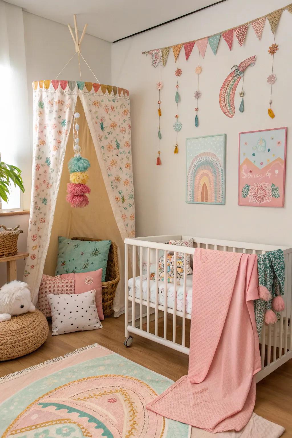 Fabric decorations can soften and illuminate a room.