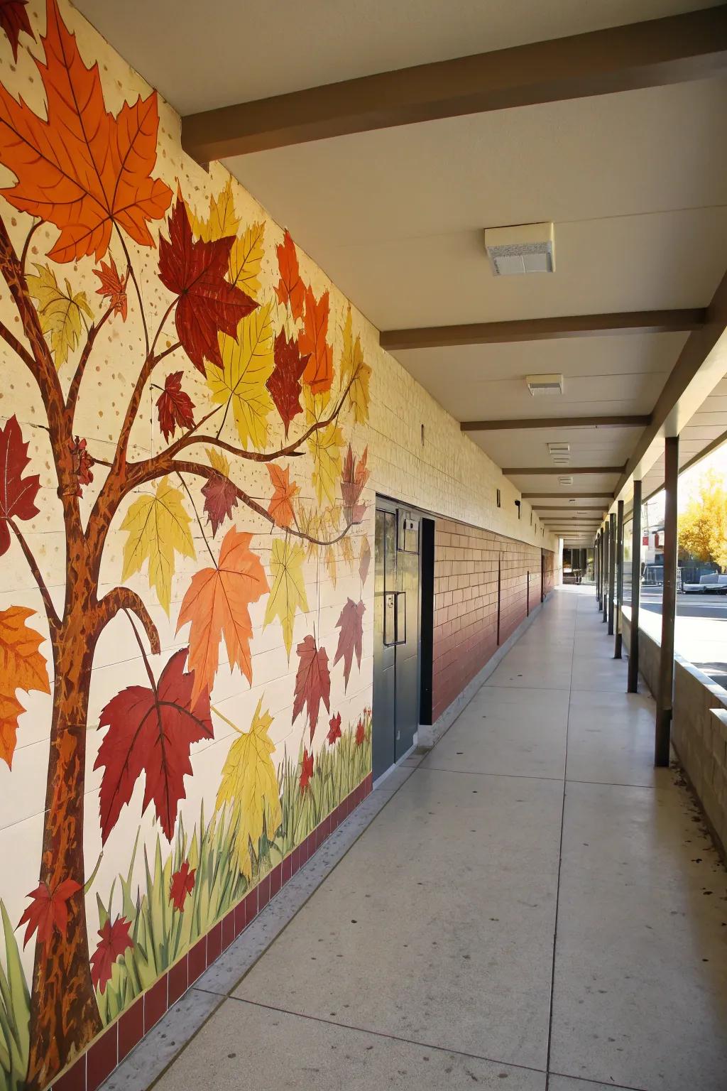 Seasonal artworks keep the school passage vibrant and in tune with the period of year.