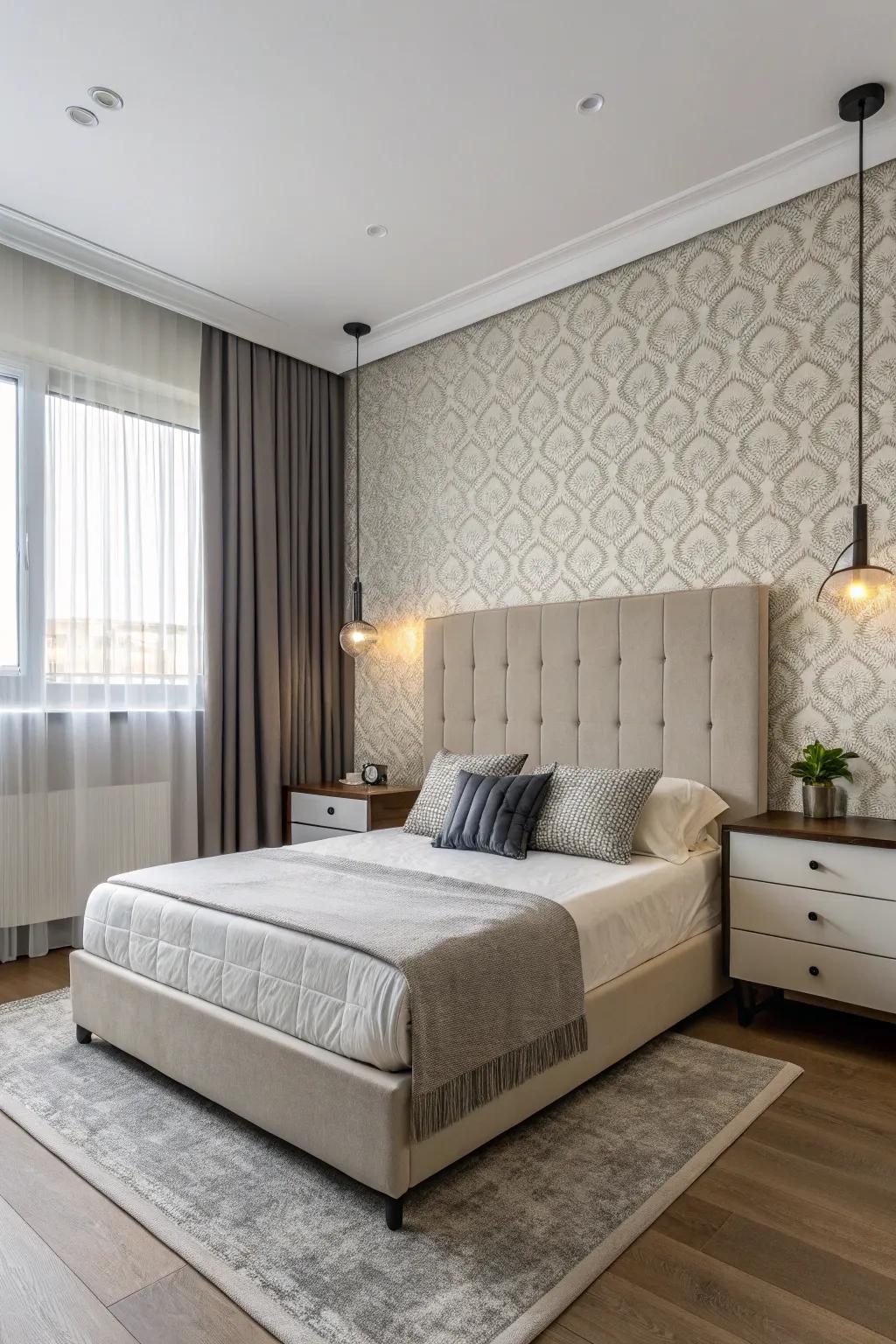 Minimalist designs enhance a modern and uncluttered bedroom look.