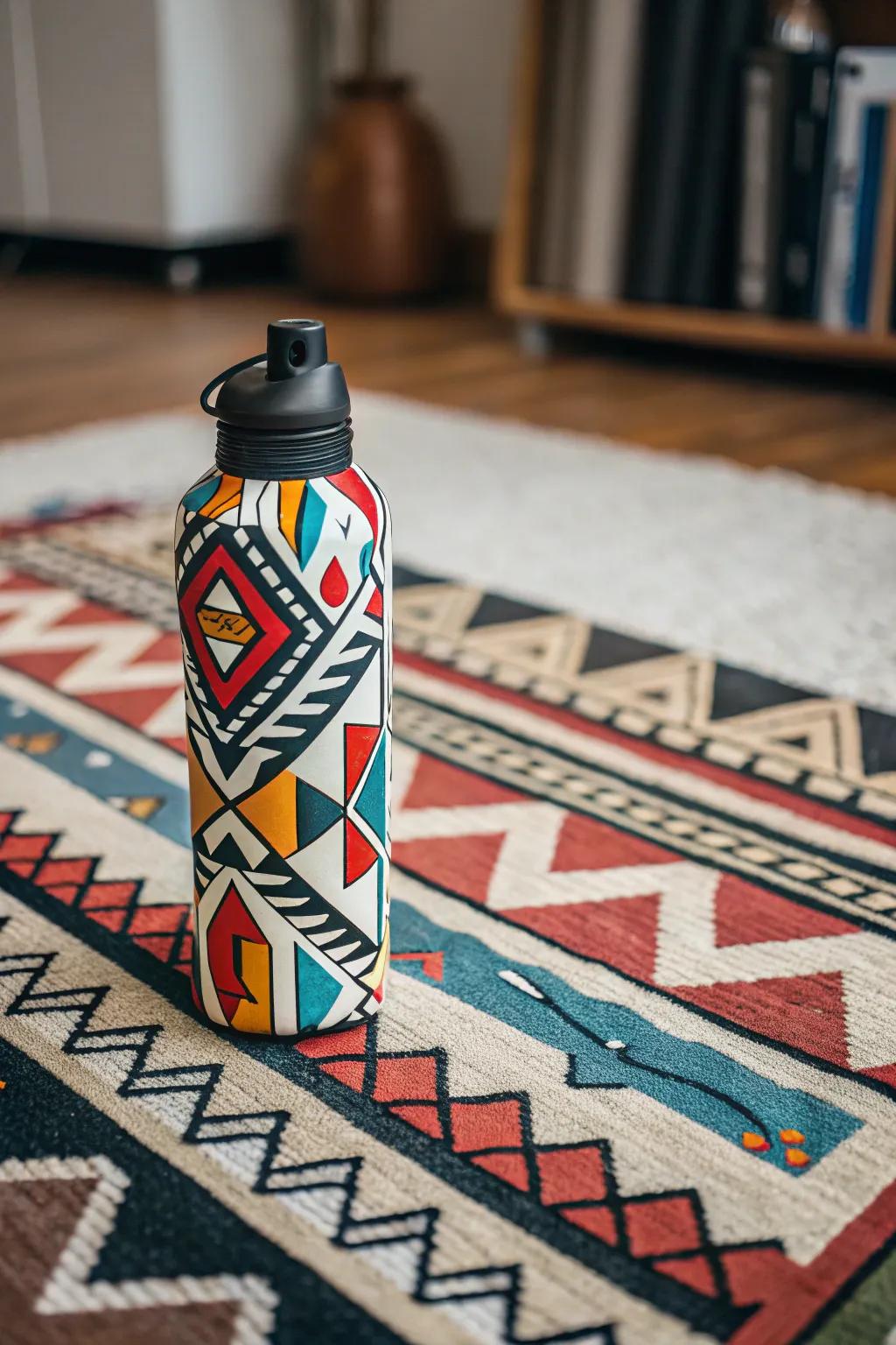 Geometric water bottle designs for a modern aesthetic.