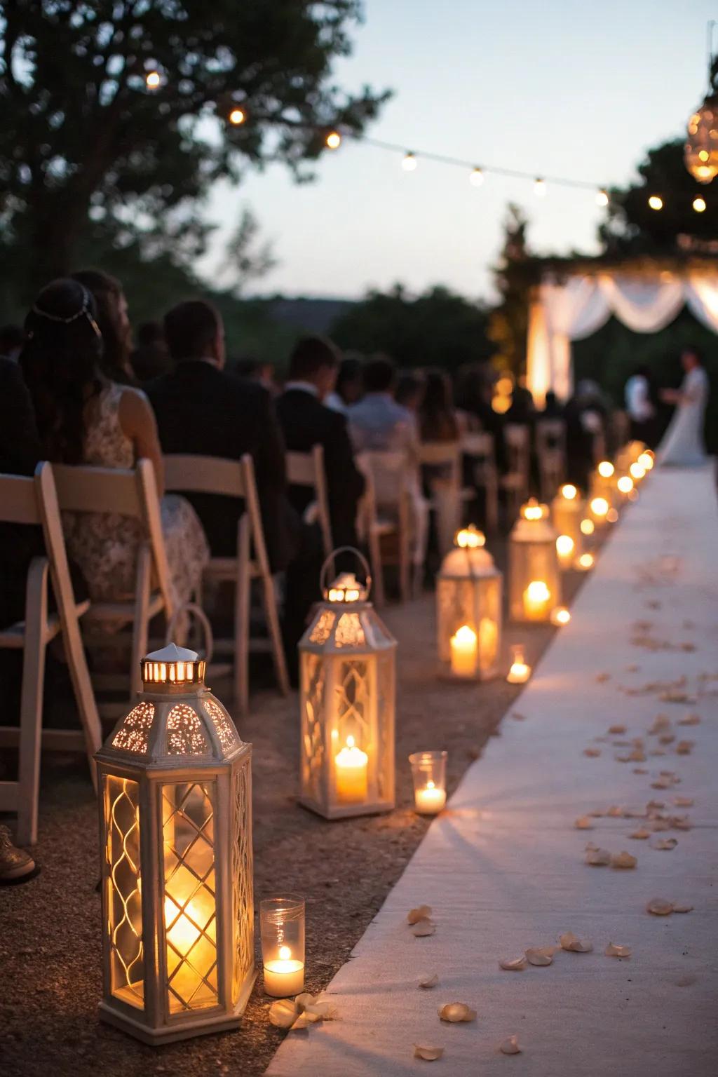 An enchanting lantern-lit path for a magical evening ceremony.