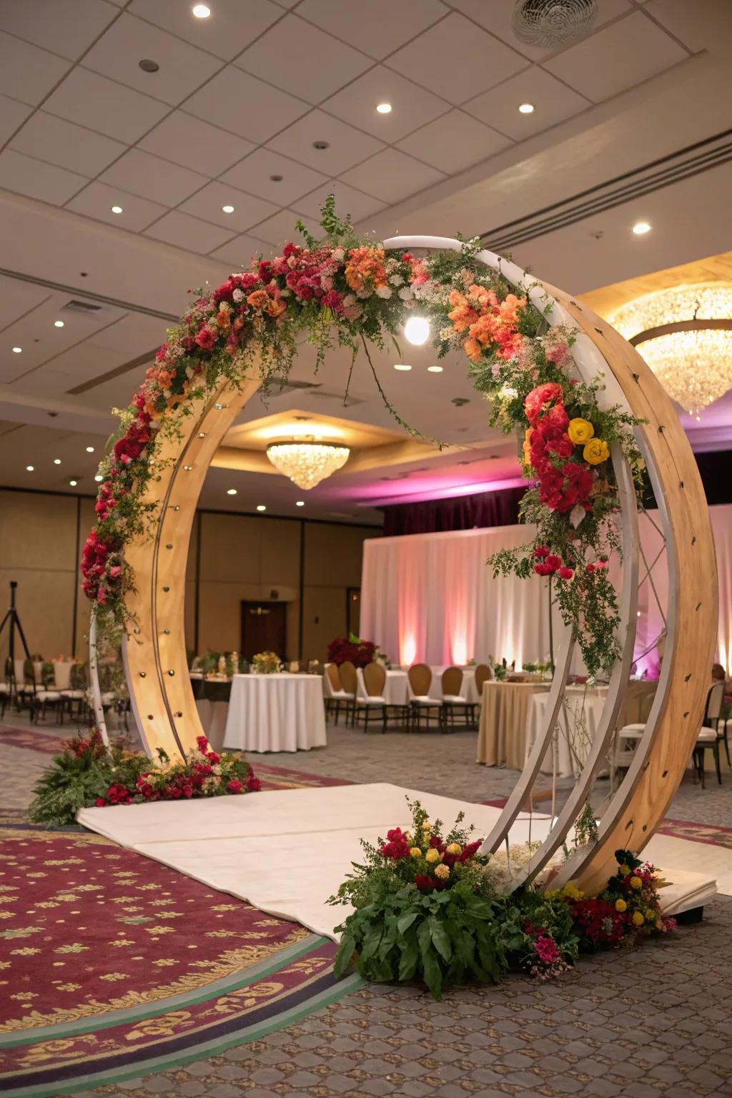 A round arch makes a daring and symbolic statement inside.