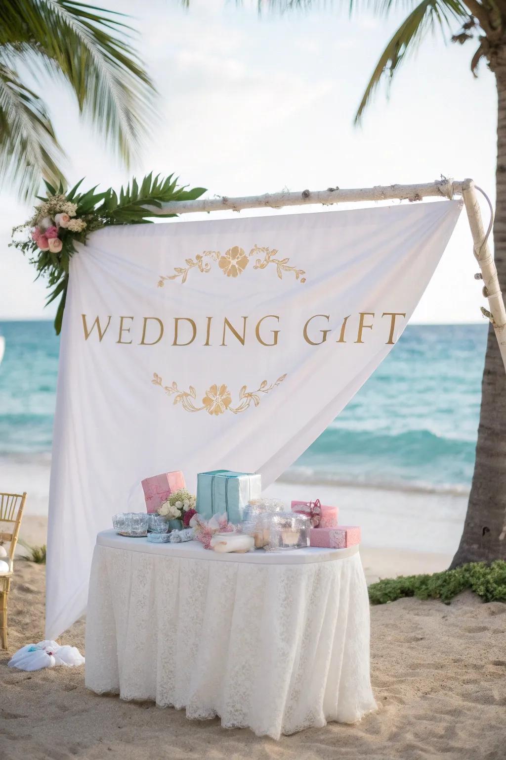 A textile banner offers a gentle, romantic touch.