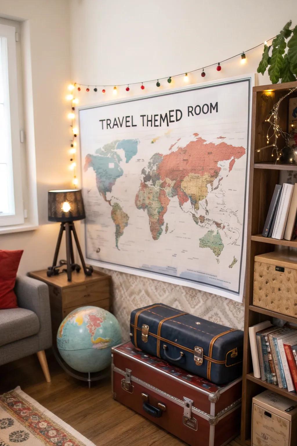 Geographic posters celebrate shared adventures.