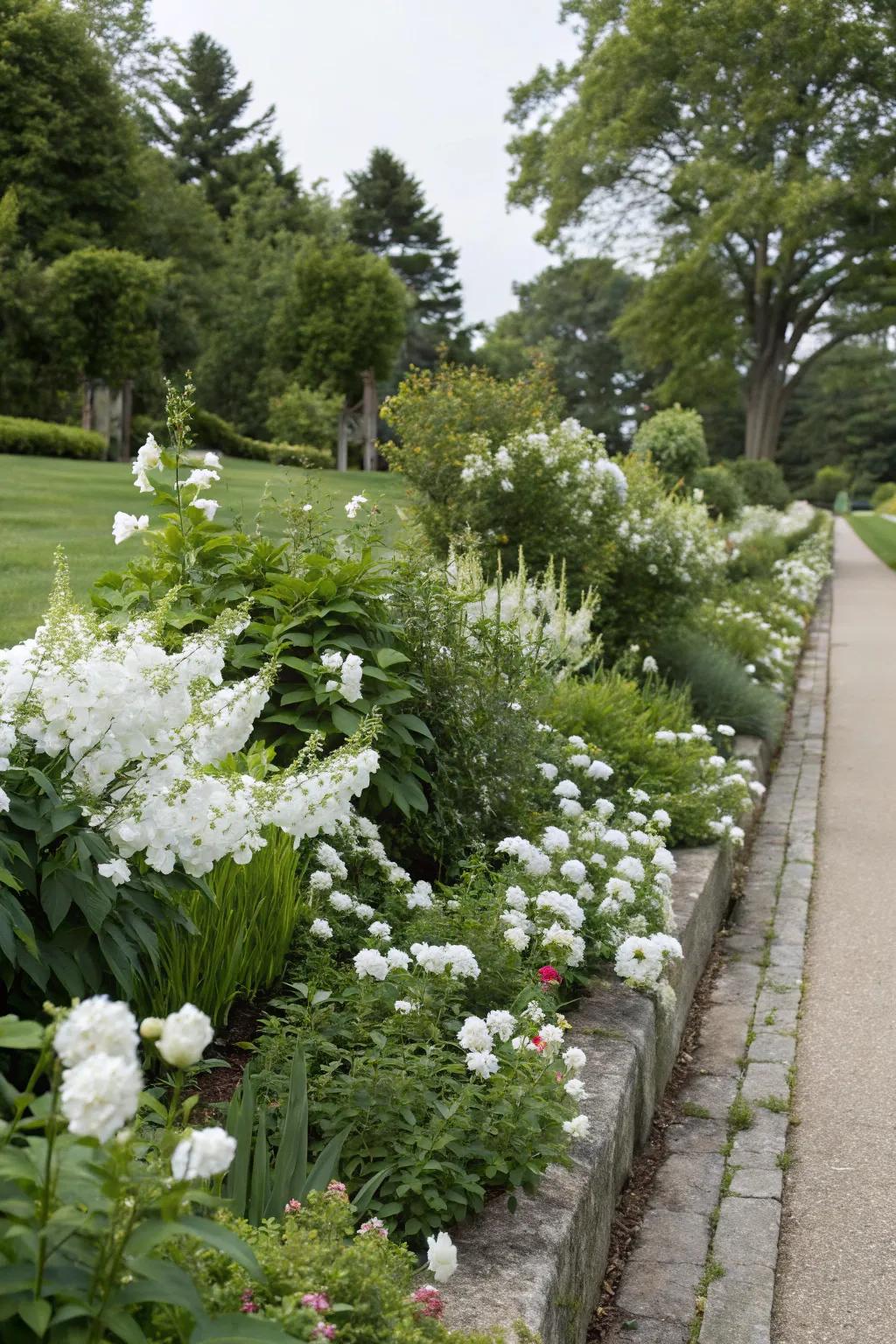 White flower borders offer structure and sophistication to the garden.