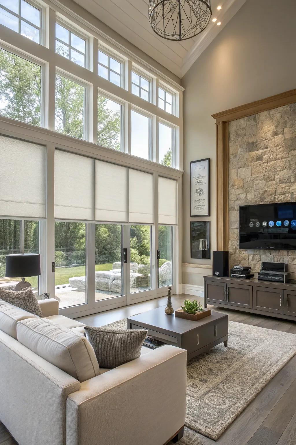 Automated shades add convenience and modern technology to window treatments.