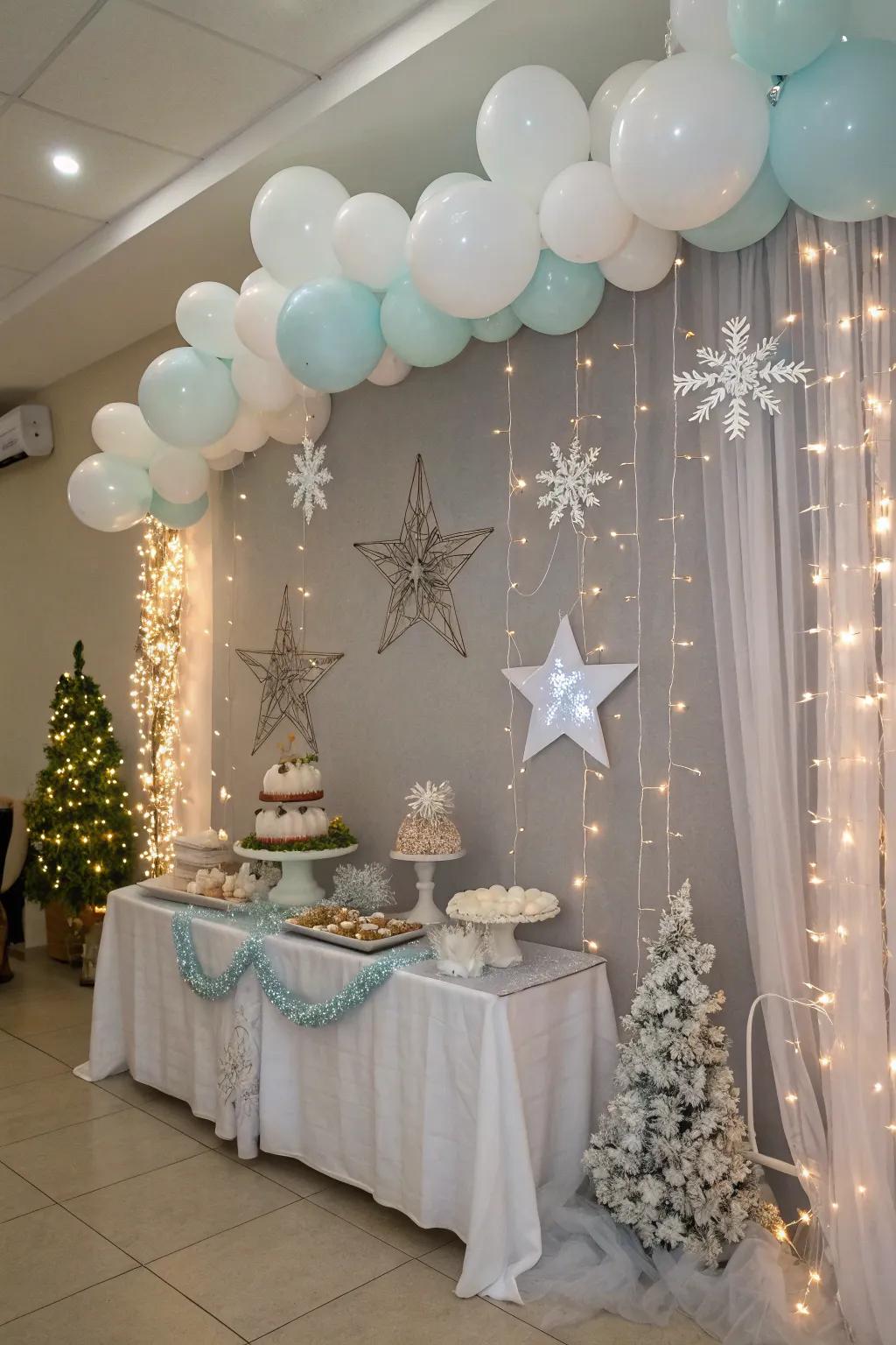 A twinkling star and snowflake themed baby shower.