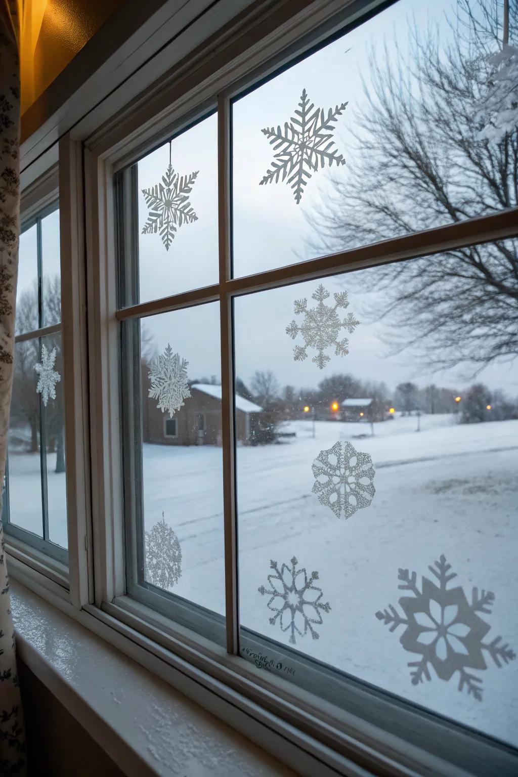 Ice crystal entrance stick-ons bring the splendor of winter inside.