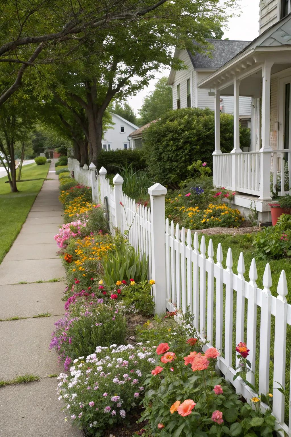 Picket fences offer a timeless charm to any home's exterior.