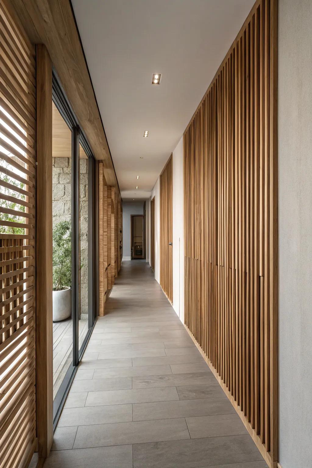 Add depth with structured and varied timber slat designs.
