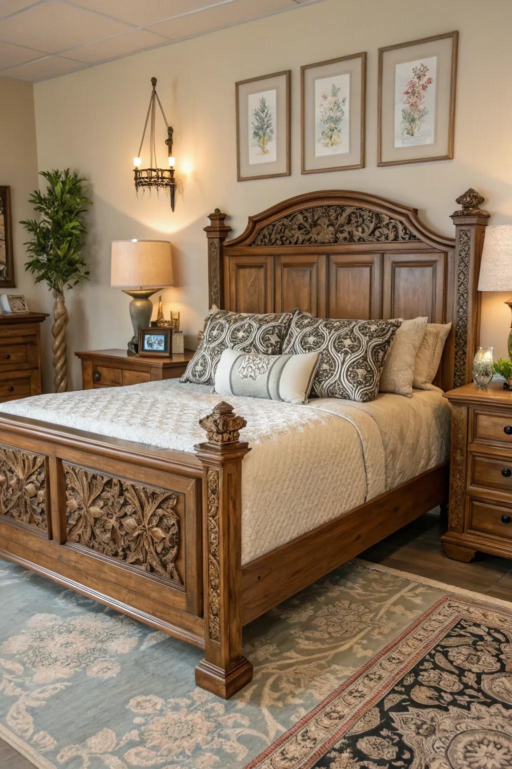 A striking headboard that elevates the bedroom’s design.