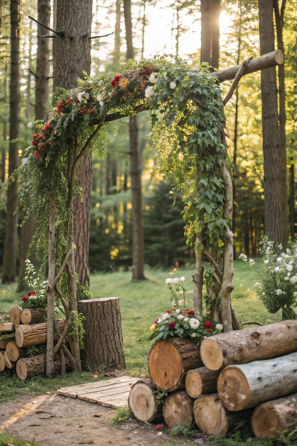 A forest-inspired backdrop infuses the splendor of nature into your wedding.