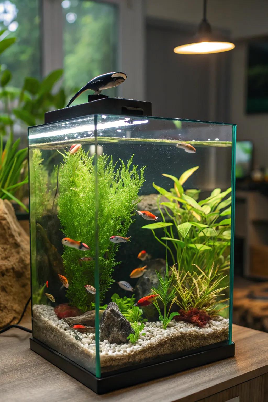 Achieve harmony using a balanced aquarium ecosystem.