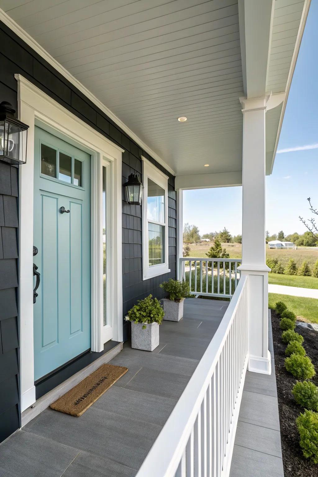 Contrasting colors add a modern flair to your porch.