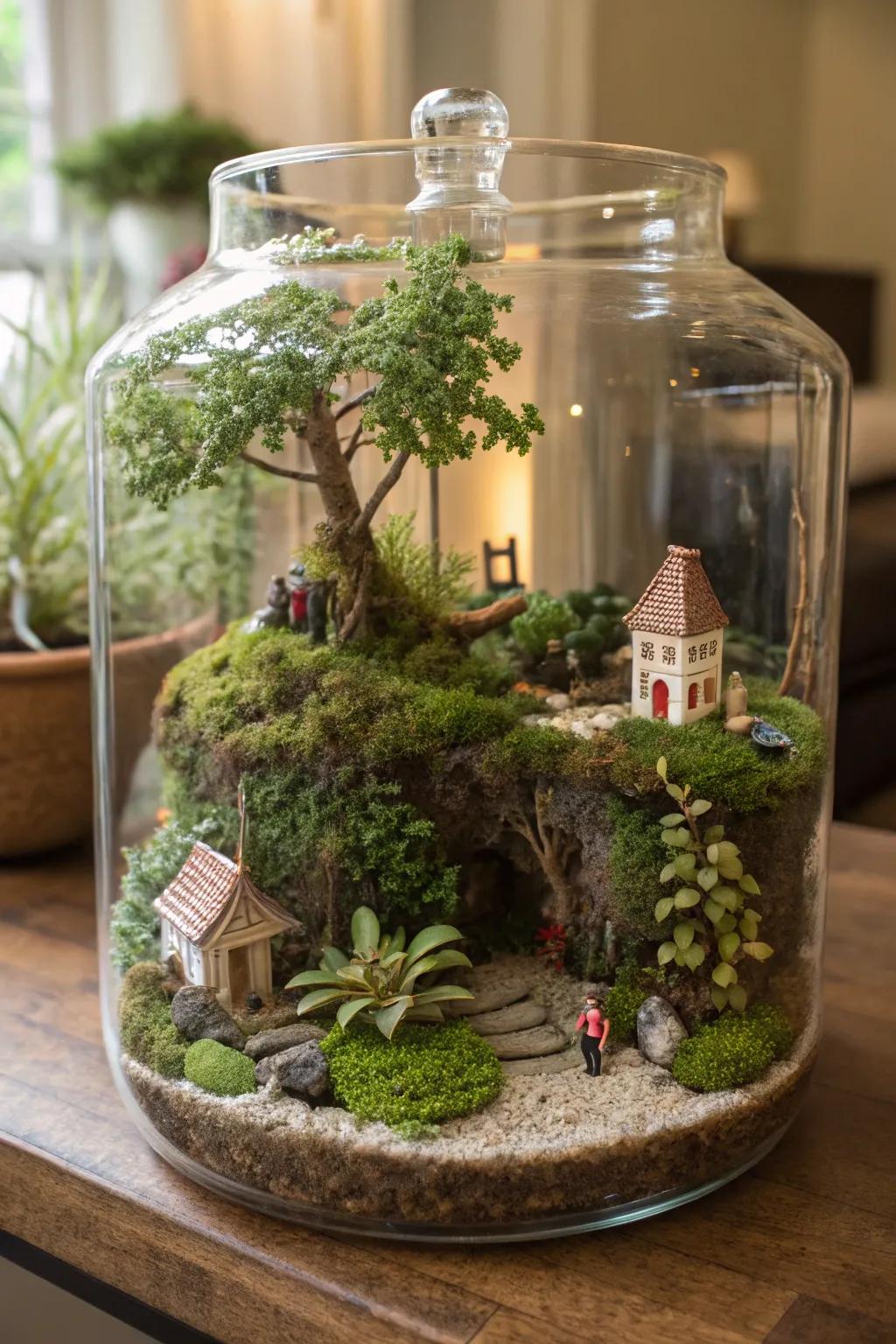 A storybook small world nature display with charming details.