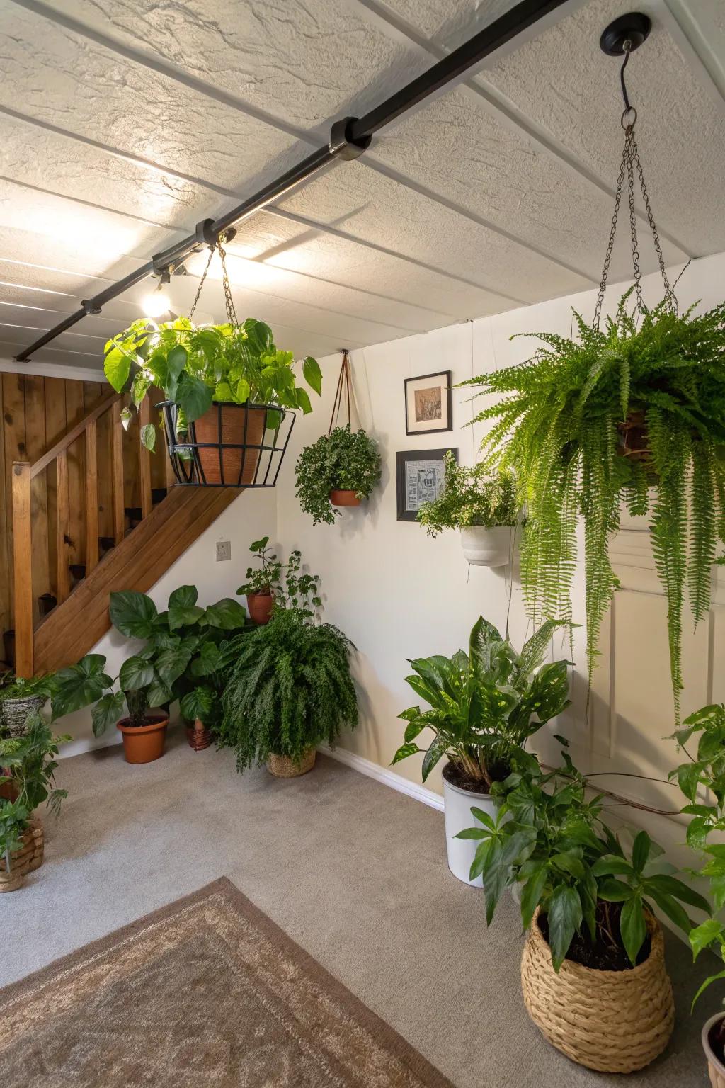 Plants can bring life and a touch of nature to your basement.