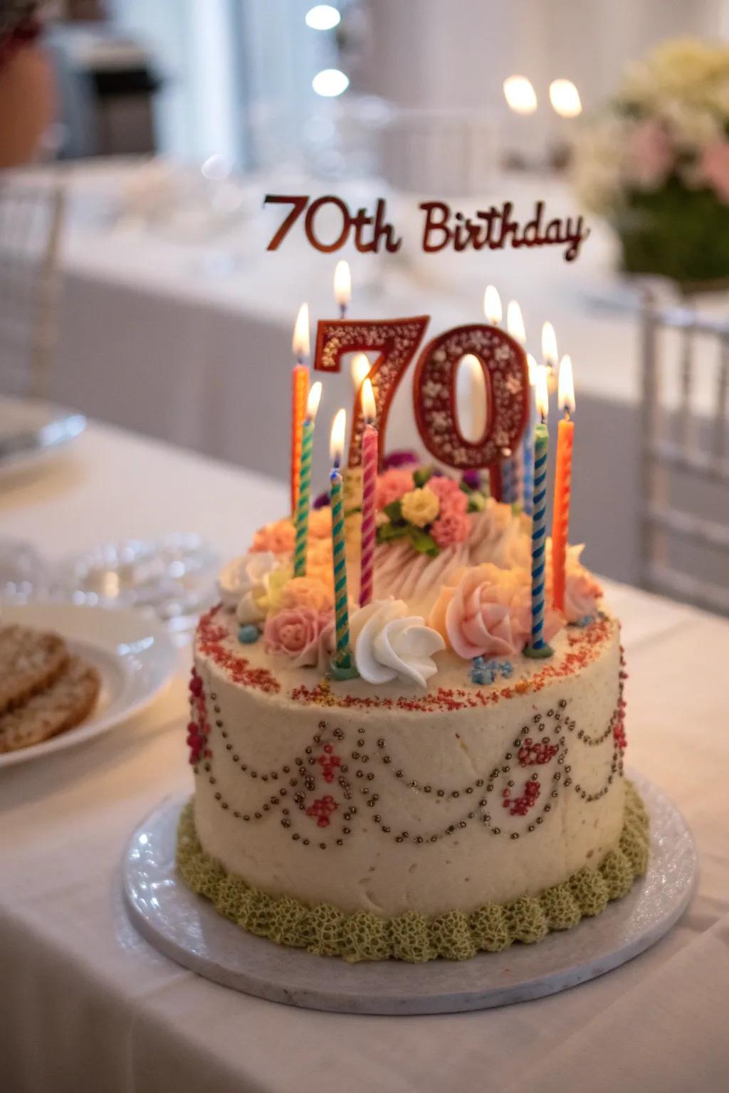 A bespoke cake embellishment brings a personal feel.