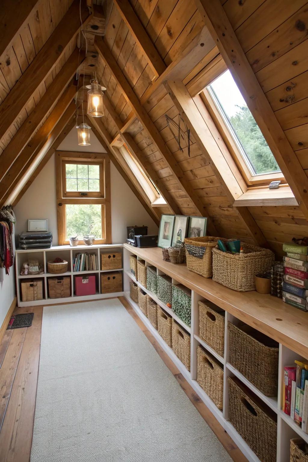 Utilize every alcove and recess for creative storage and ornamentation.
