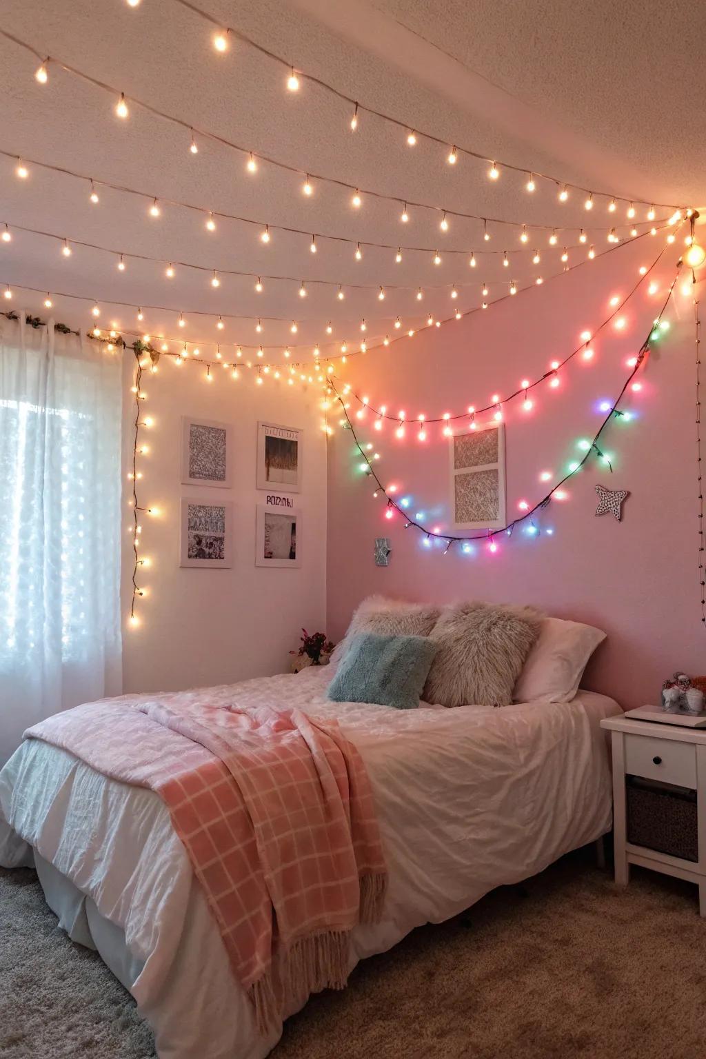 Introduce a splash of color with varied sparkle lights.