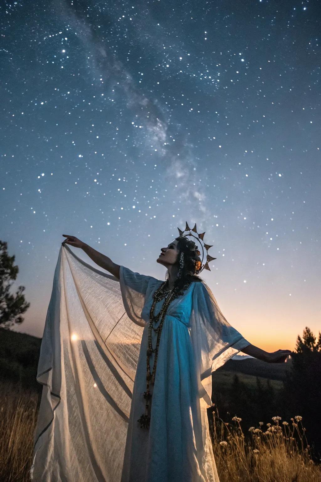 A deity emitting heavenly charm.