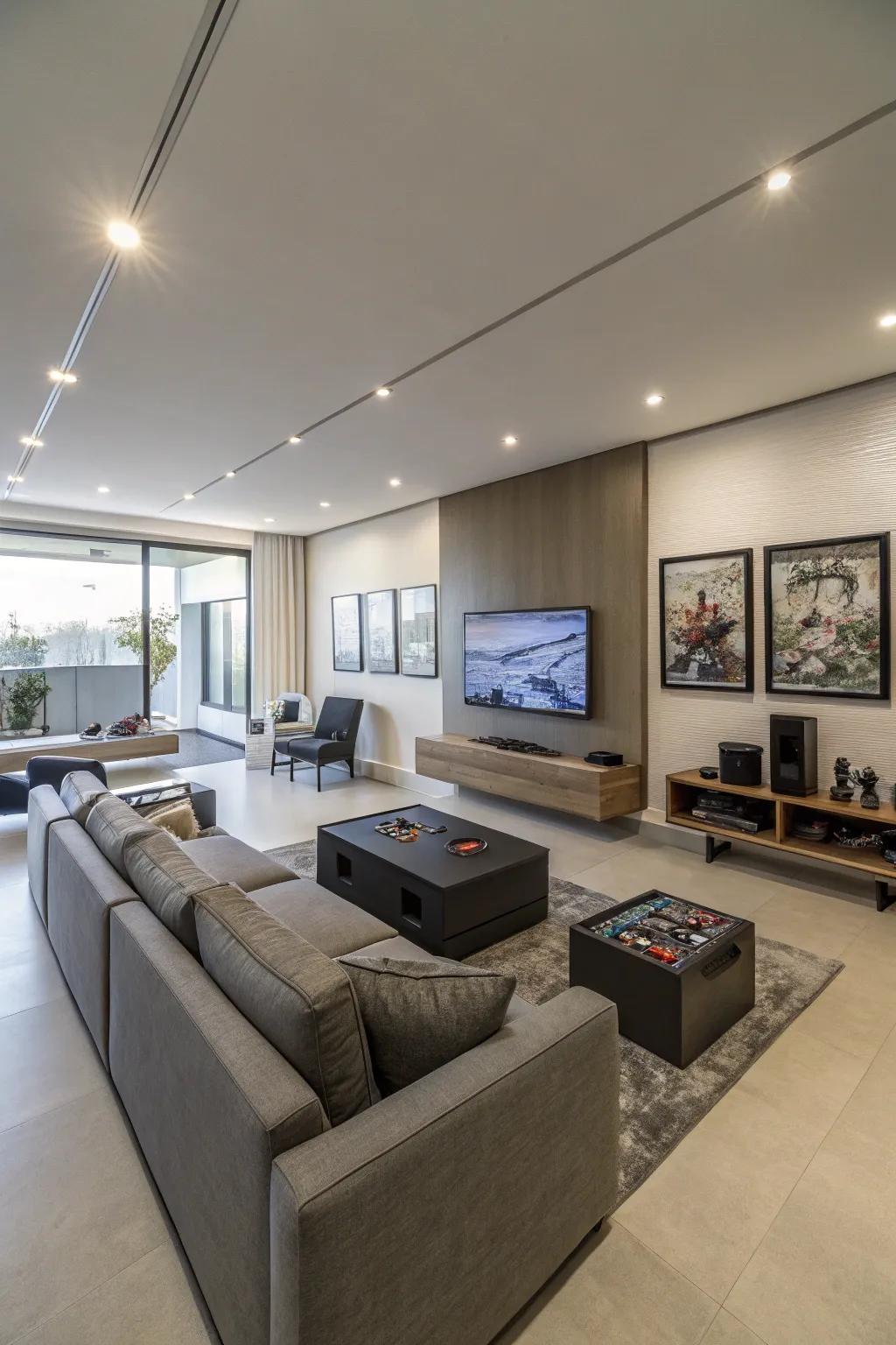 Modern design elements establish a clean and structured area for gaming.