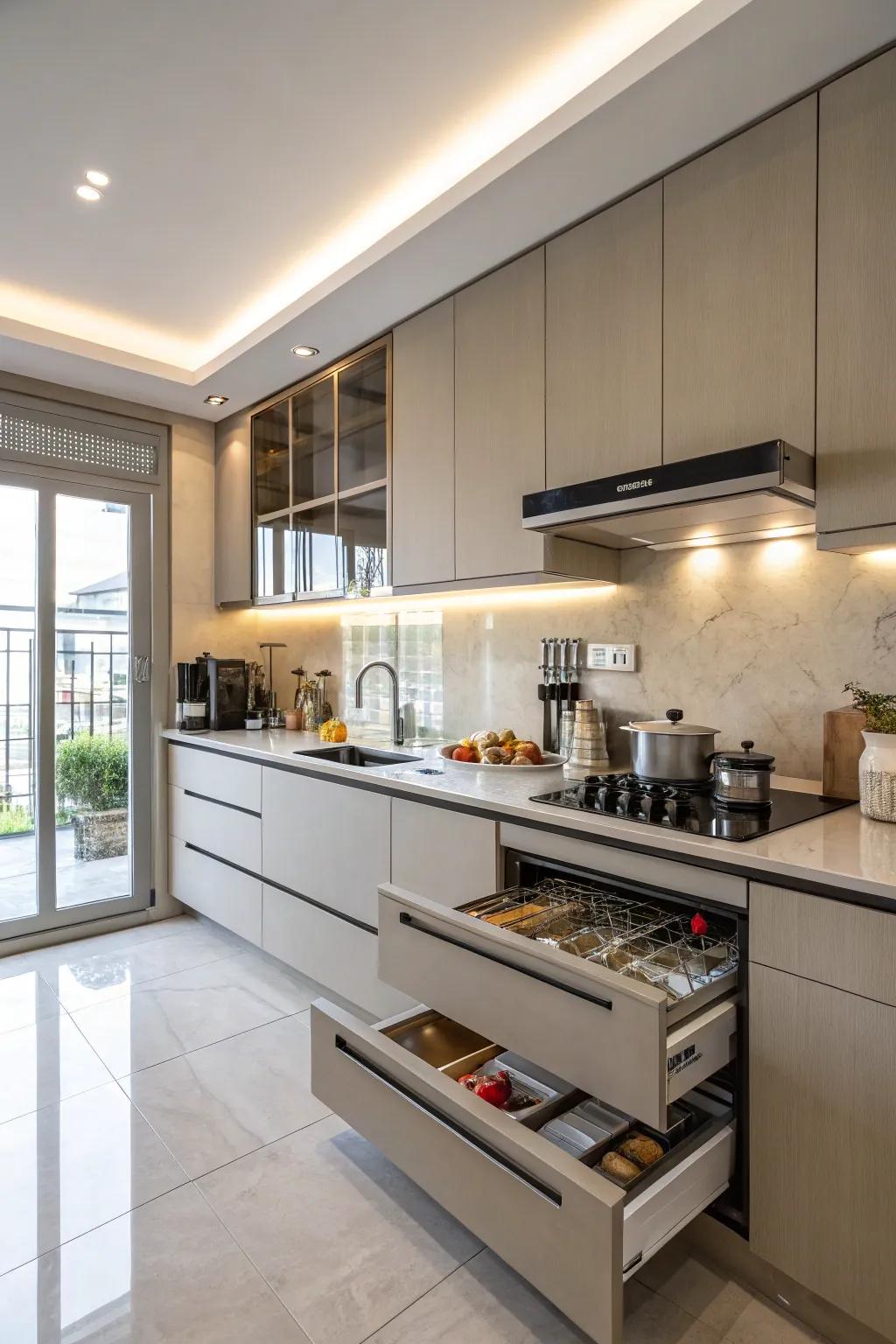 Countertop extensions allow for easy access and storage of appliances, which improves kitchen functionality.