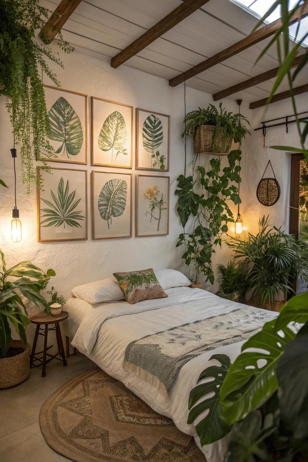 Nature-inspired art conveys calmness and freshness.