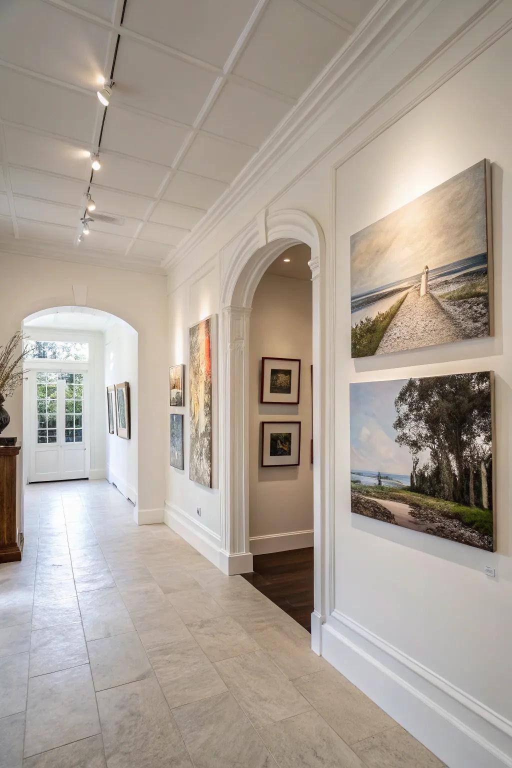 A minimalist approach enables each art piece to stand out independently.