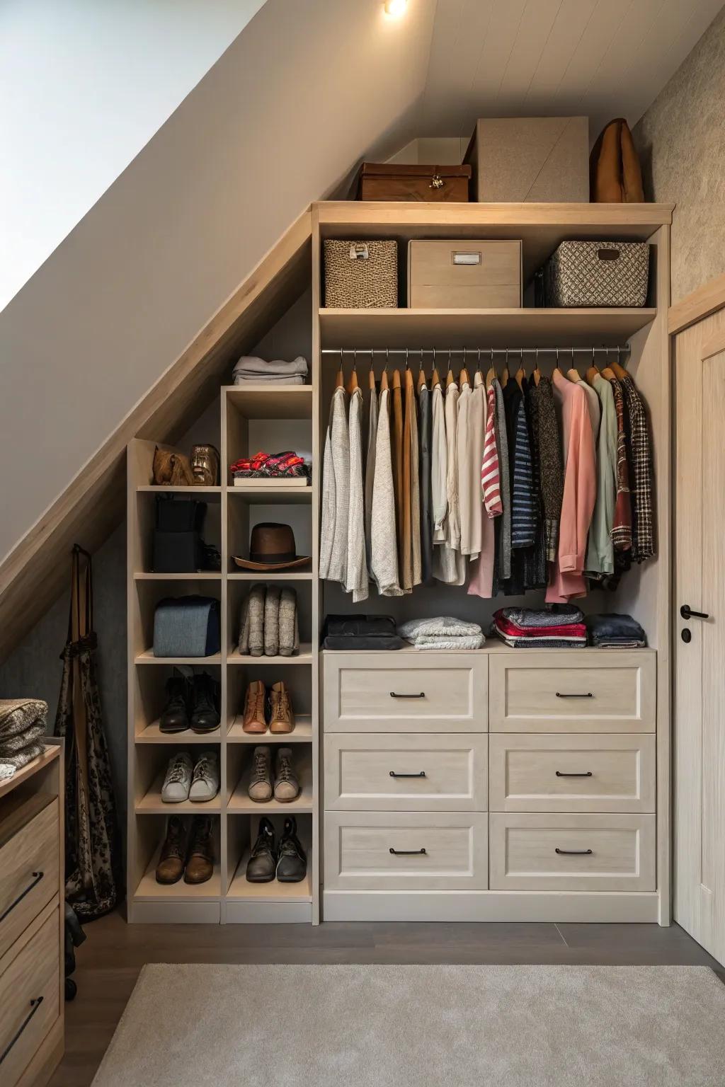 Balance display and privacy with mixed storage options.
