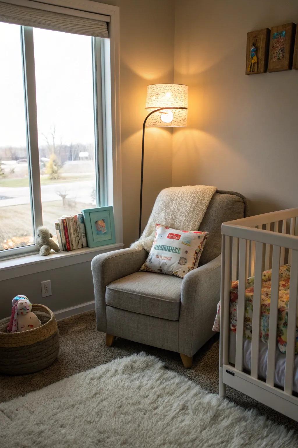 For bonding and bedtime stories, a cozy reading area can be a tranquil place.