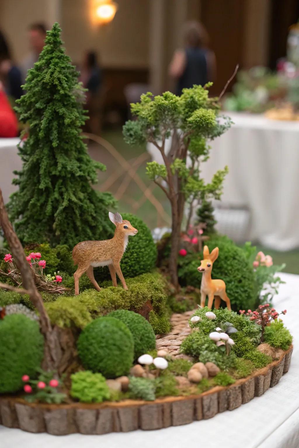 A woodland scene brings a touch of nature to your table.