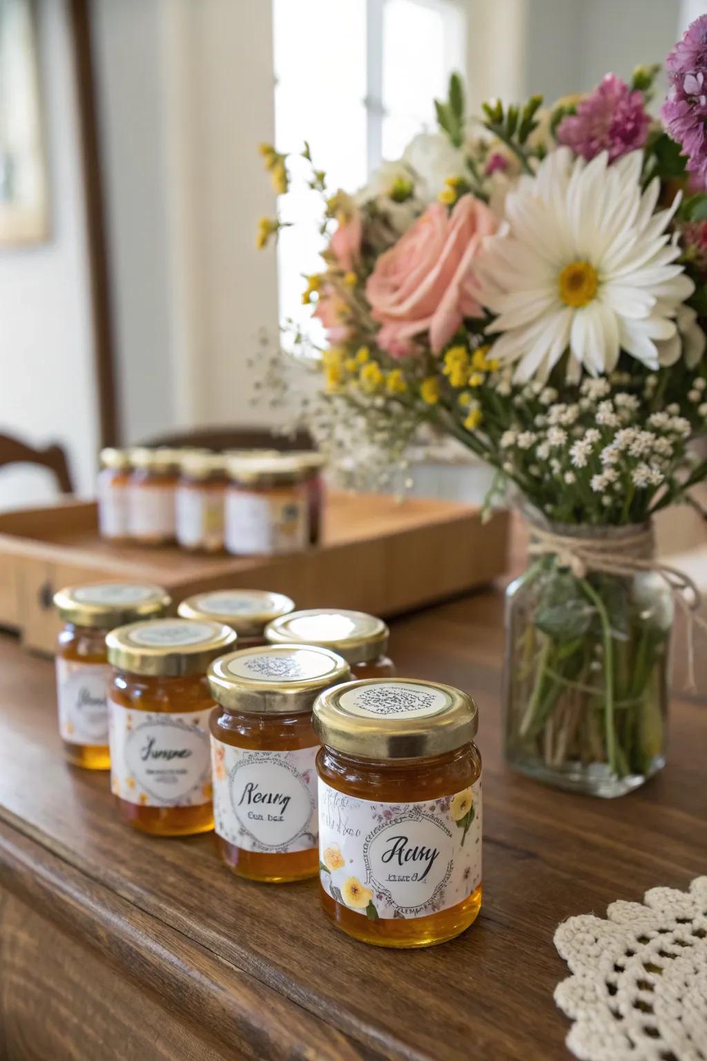 Custom honey jars are both sweet and lovely.