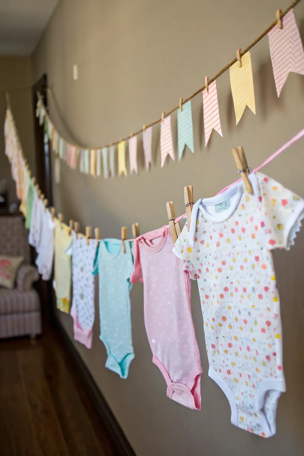 An inventive garment banner, ideal as both a gift and nursery decor.