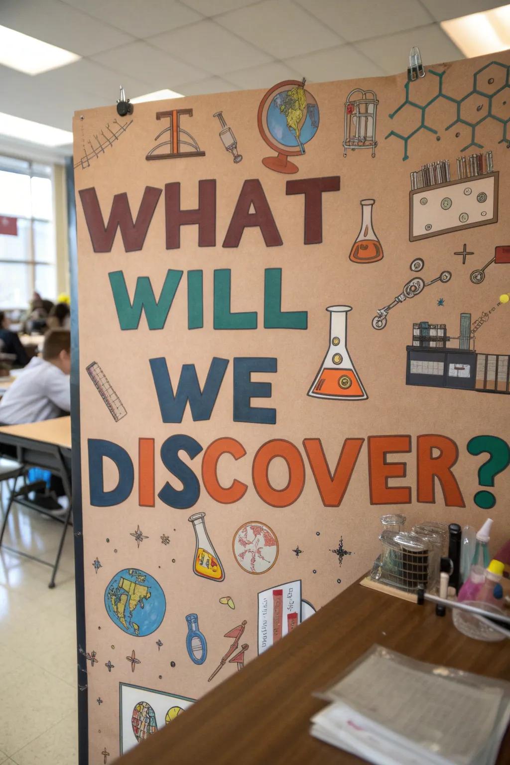 A science-themed bulletin board to spark curiosity and exploration.