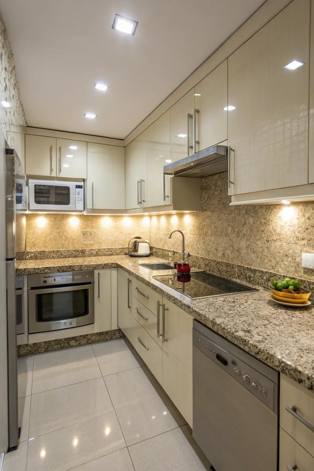 Smart backsplash options can free up small kitchen areas.