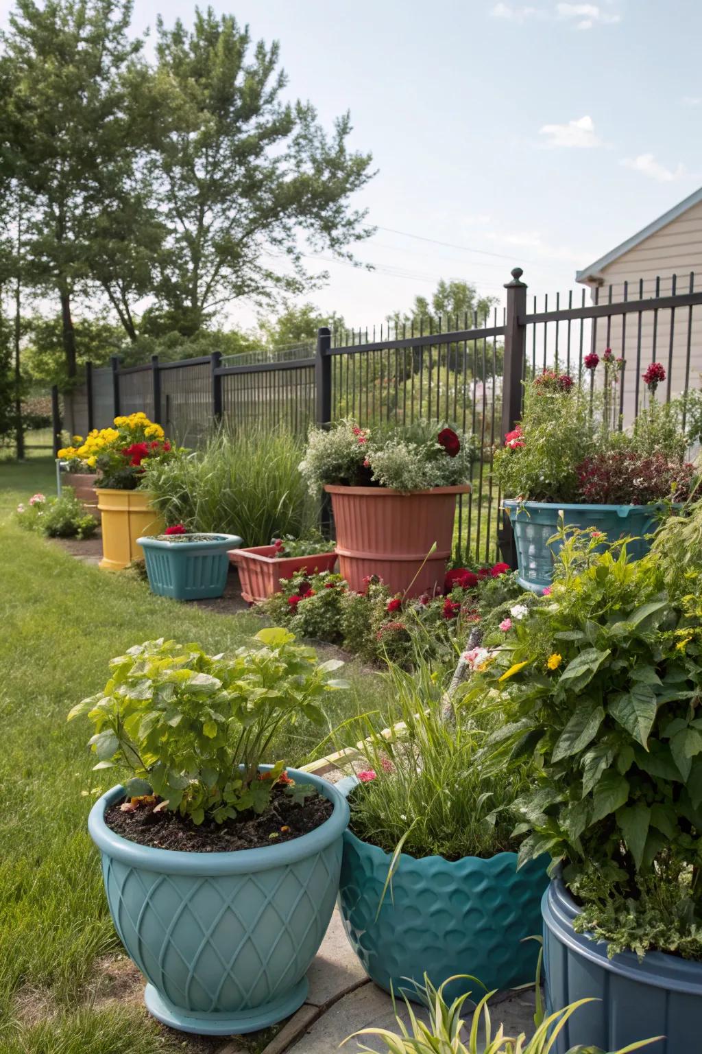 Moveable gardens provide versatility and variety.