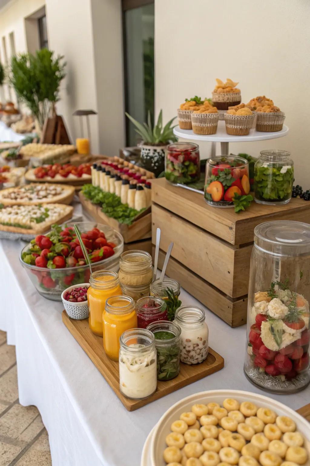 An elegant buffet arrangement delivers both style and convenience for guests.