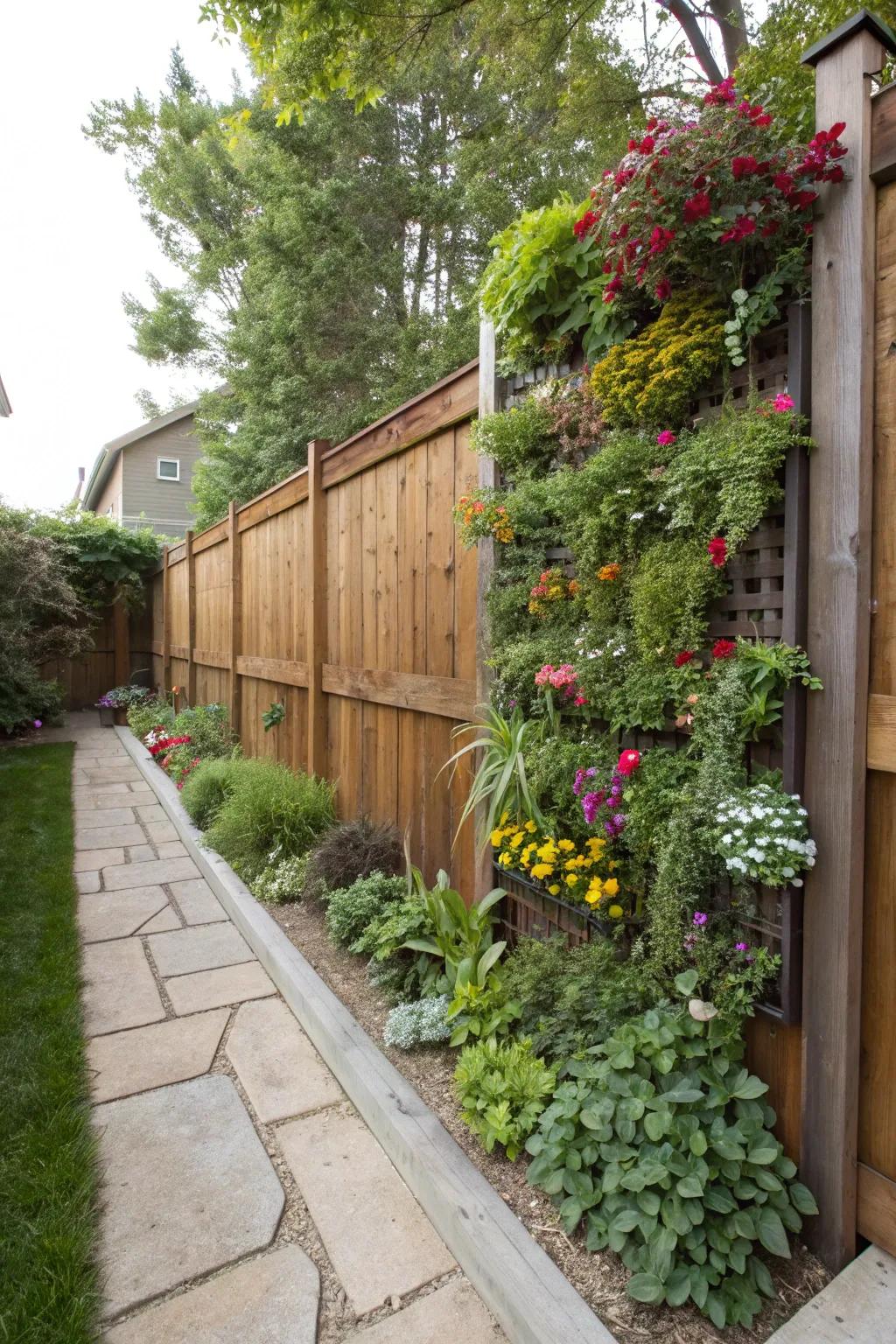 A tiered garden wall brings rich beauty to even the smallest spaces.