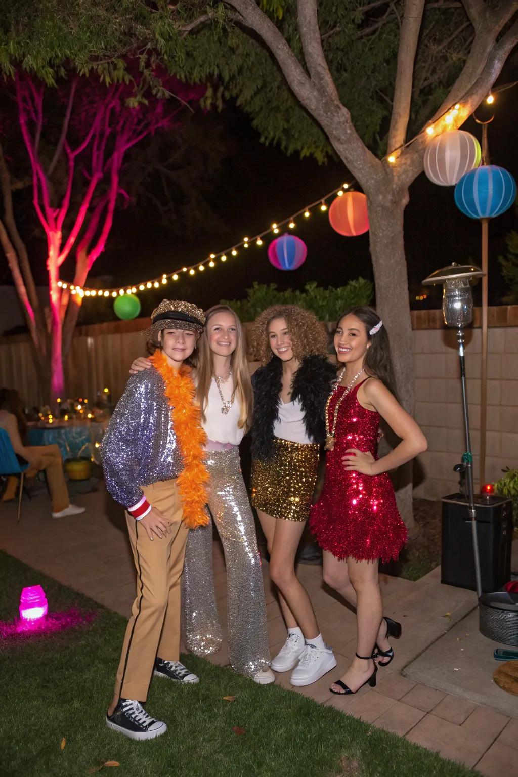 Guests reveling in the party in their glamorous themed attire.