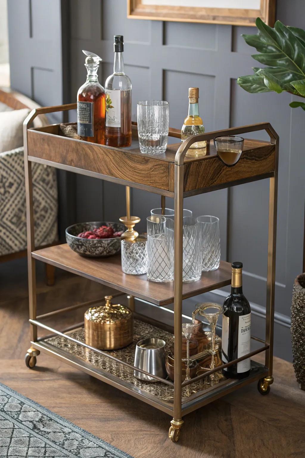 Textural variety creates a visually appealing mobile bar.
