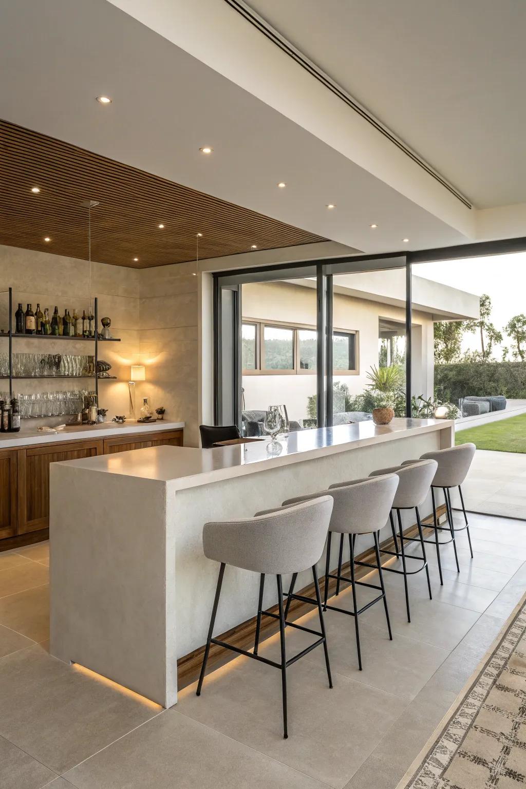 A minimalist layout ensures your bar is stylish and tidy.