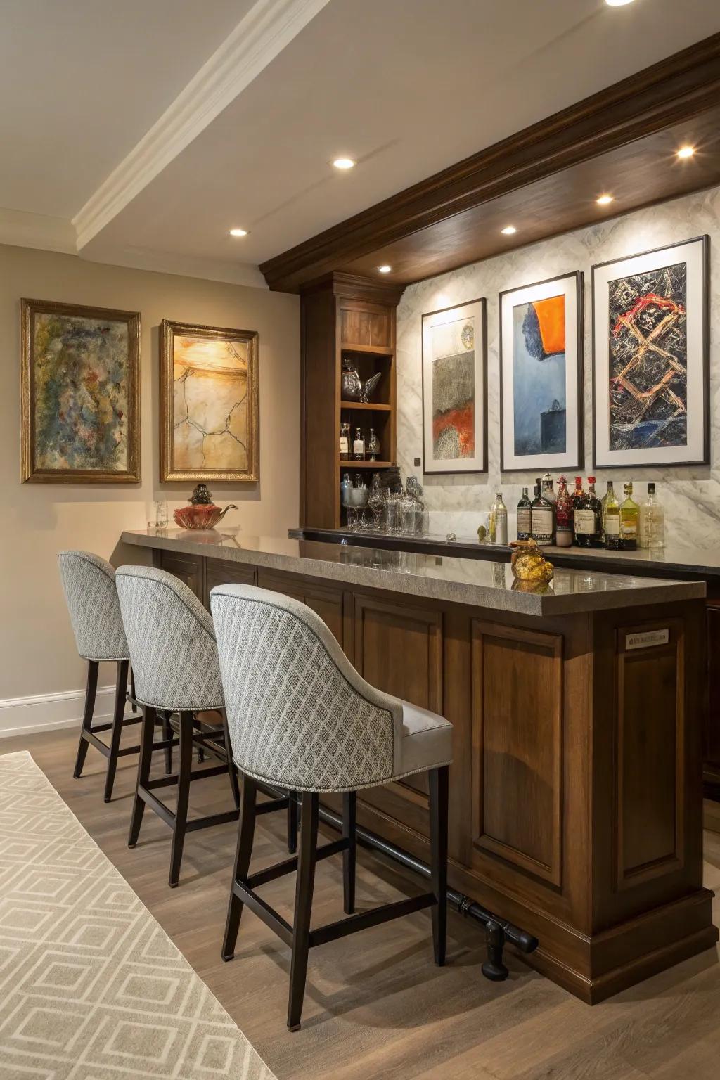 Art adds personality and flair to your bar setup.
